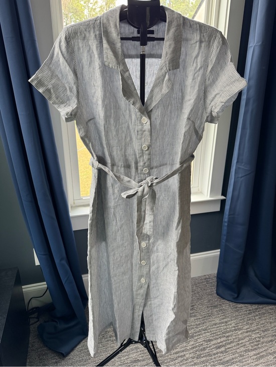 Quince Dresses & Skirts - Quince 100%  Linen Buttonfront Dress Blue Pinstripe Size Large